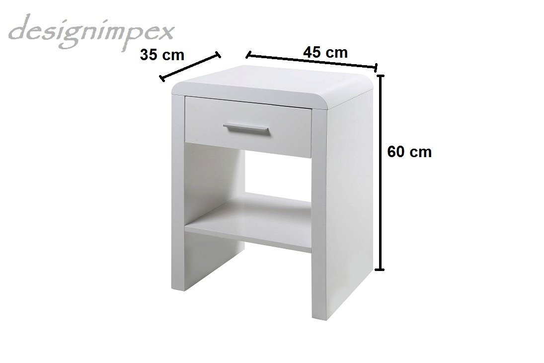 Design Nachttisch Boxspringbett Nachtkommode SN1 weiß Hochglanz NEU
