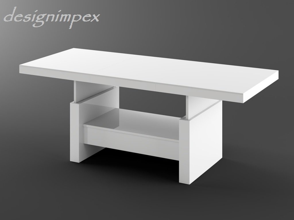 Design couchtisch h 111 weià hochglanz schublade höhenverstellbar ...