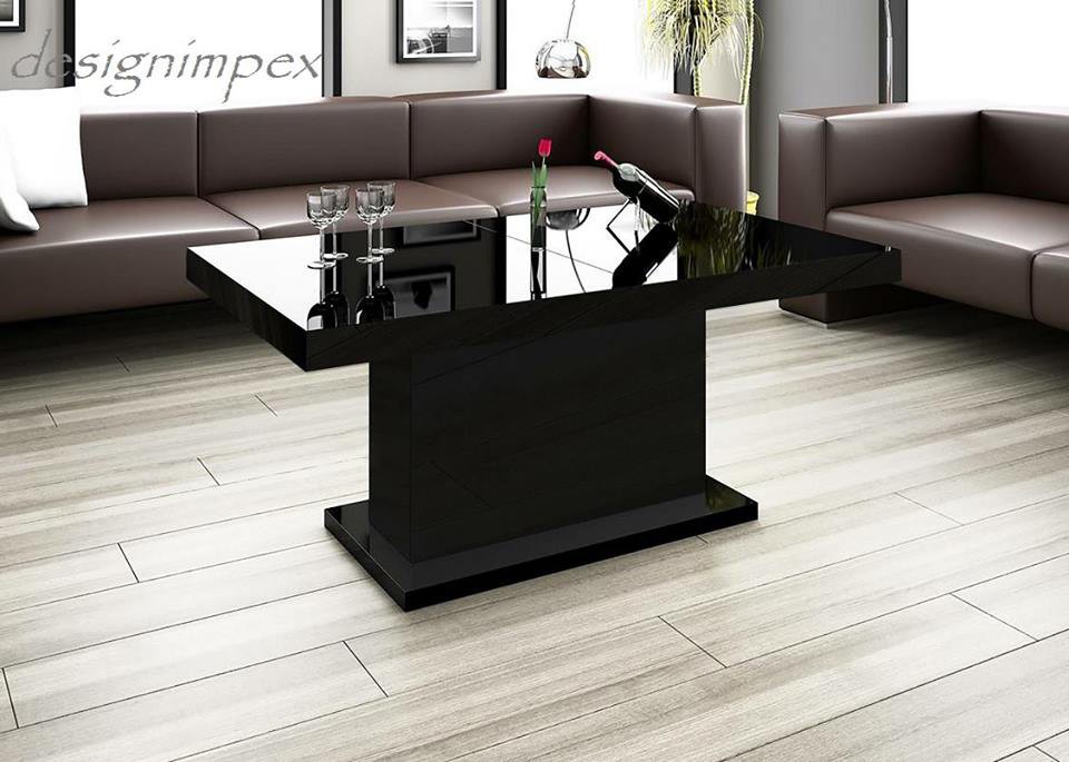 Design Couchtisch H333 Schwarz Hochglanz höhenverstellbar ausziehbar Couchtisch Höhenverstellbar Schwarz ~ Design Couchtisch H333 Schwarz Hochglanz höhenverstellbar ausziehbar